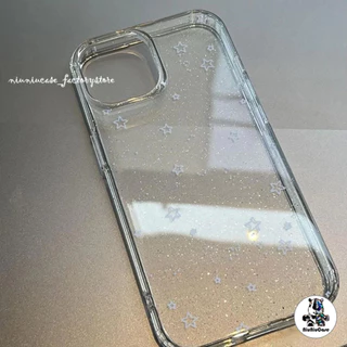 เคส For iPhone 15 13 11 12 14 16 Pro Max เคสใสแบบแวววาว TPU นุ่มสีสันสดใส ดาวห้าแฉกสีสันสดใส Compatible iPhone X XS XR