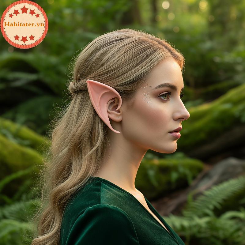 TATER Elf Ears Vampire Fangs Non Toxic Soft Latex ไม่มี Harm to Skin ลุคสมจริงสําหรับ Halloween Carn