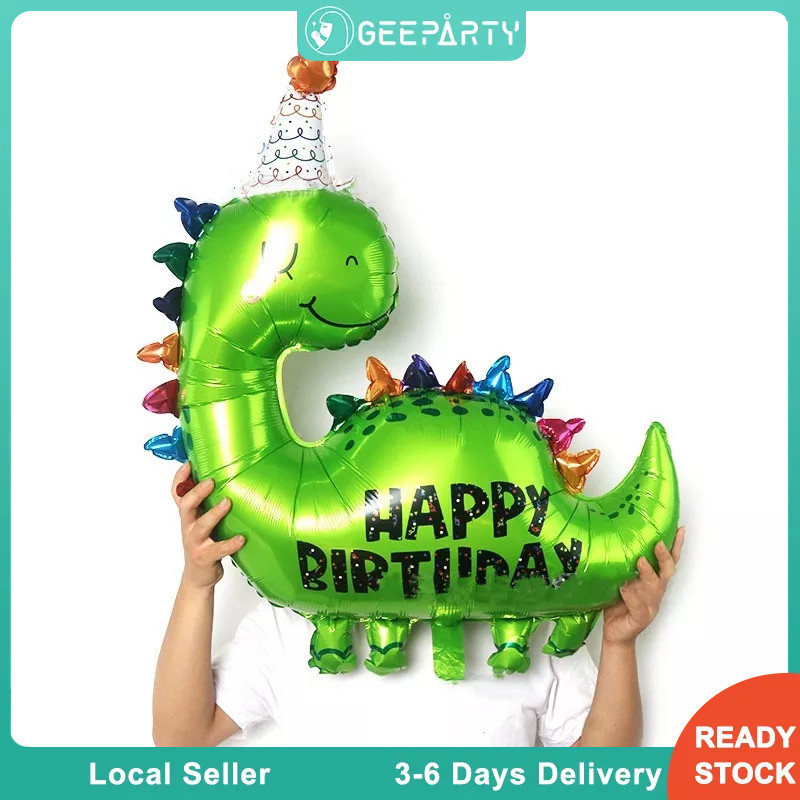 GeeParty ลูกโป่งฟอยล์ไดโนเสาร์ขนาดใหญ่ ลายการ์ตูน ลูกโป่งสัตว์ สำหรับตกแต่งวันเกิดเด็ก ปาร์ตี้ธีมไดโนเสาร์ ของตกแต่งปาร์