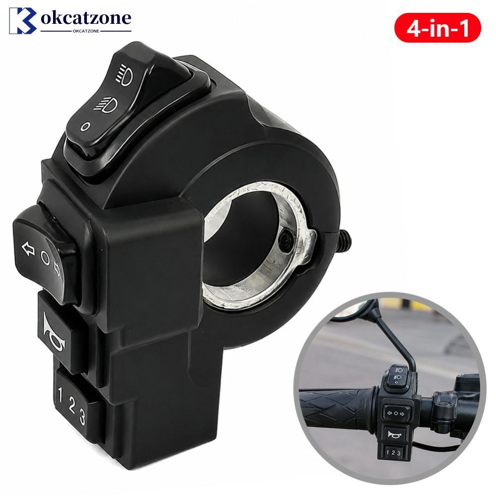 OKCATZONE 4-in-1 22 มม.ไฟหน้ารถจักรยานยนต์สวิทช์ควบคุมไฟเลี้ยว 9 Pin SM Connector E-Bike ไฟหน้าสวิทช