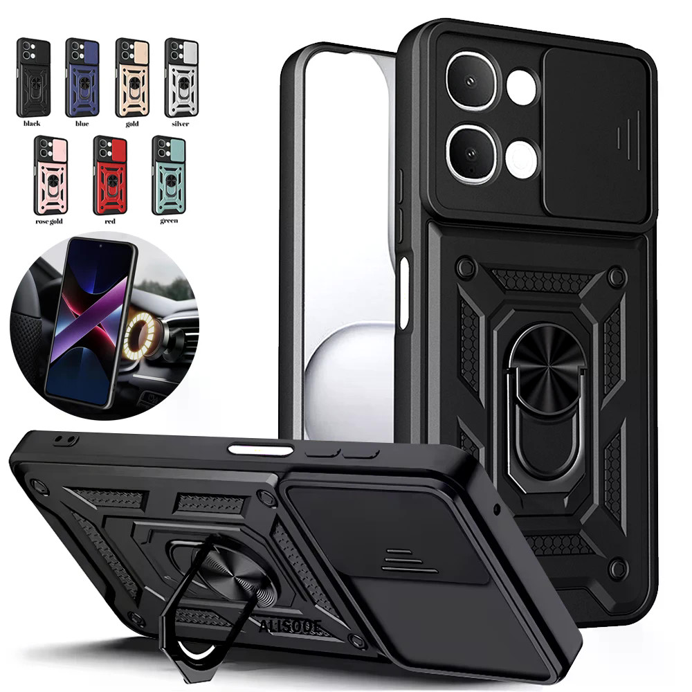 สําหรับ VIVO Y500i Y51 Pro 5G Global Y31D 4G T5X iQOO Z11x กรณีสไลด์กล้องแหวน Kickstand ผู้ถือป้องกั
