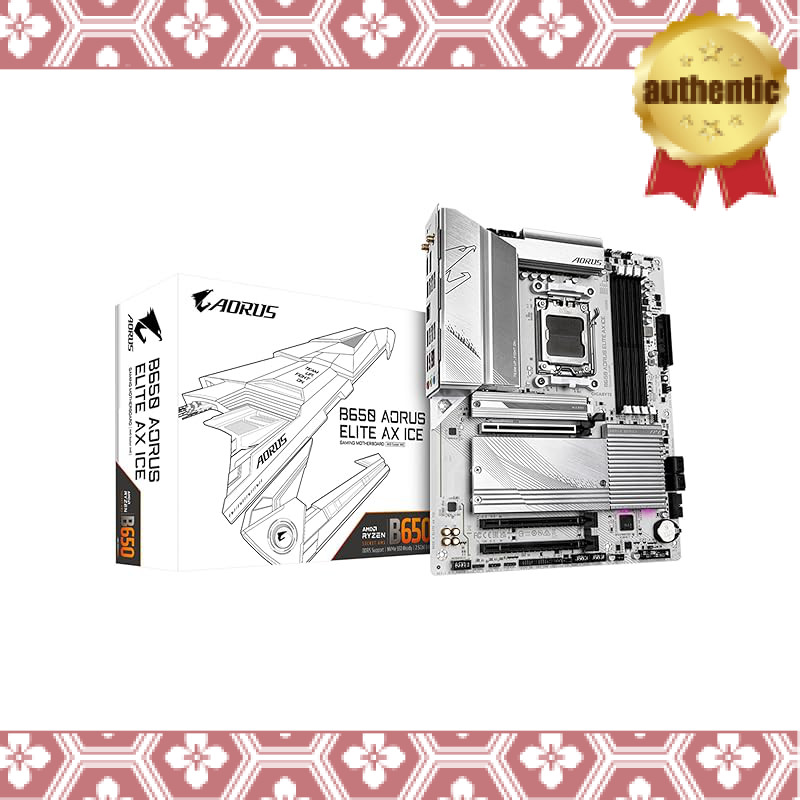 GIGABYTE B650 AORUS ELITE AX ICE AMD Ryzen 7000 Series Compatible Socket AM5 DDR5 White ATX Motherbo