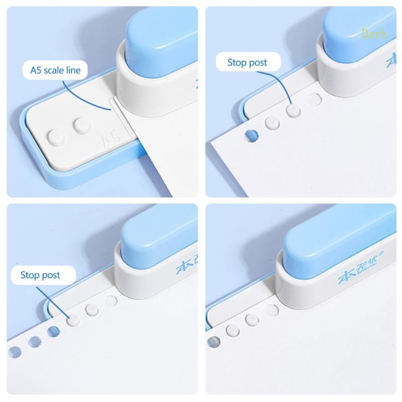 Dark 5 หลุม Puncher กระดาษ Puncher Craft Paper Tool แบบพกพา Manual Paper Punch