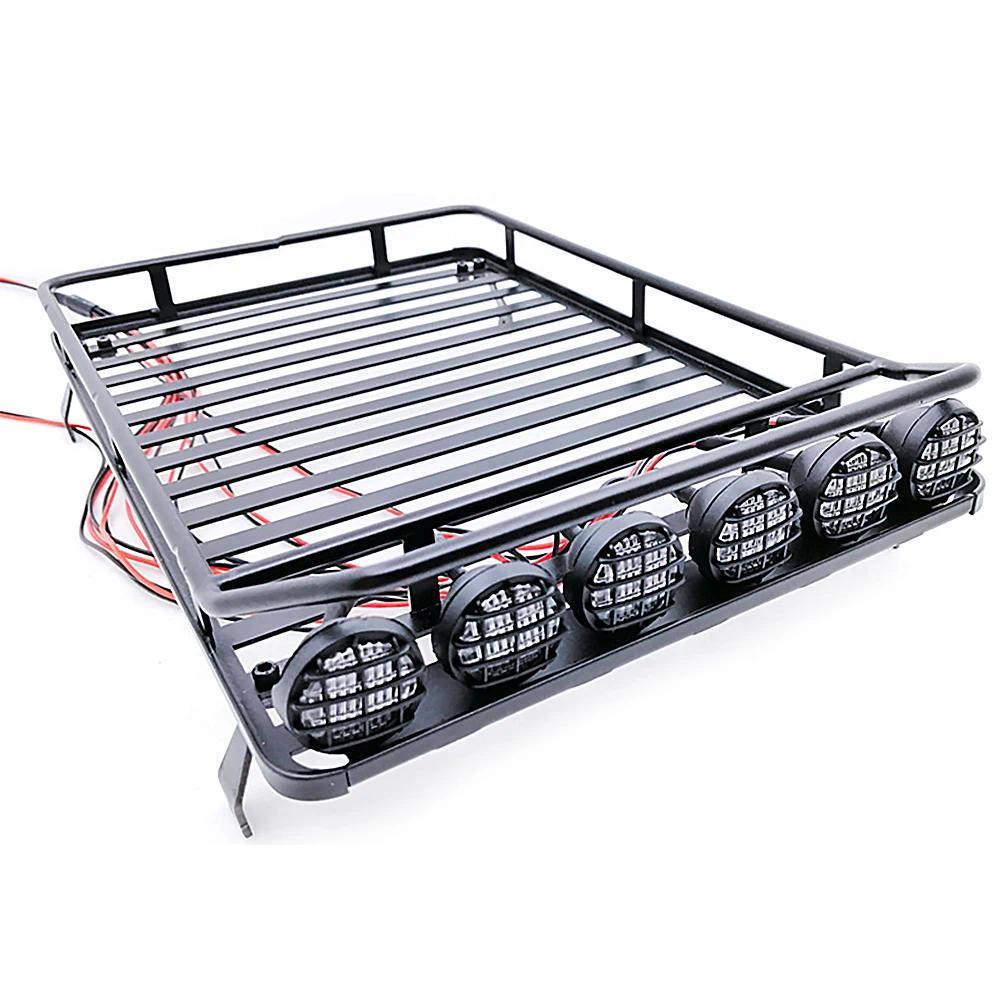 Mi โลหะชั้นวางสัมภาระที่มีไฟ LED สำหรับ1/10 RC Crawler D90 Axial SCX10 SCX10 II 90046 Jeep Traxxas t