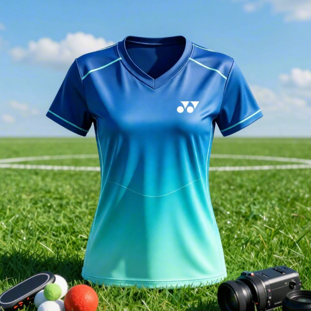 เสื้อแบดมินตันสําหรับผู้หญิงคอวีแห้งเร็วชุดยิมกีฬาที่เรียบง่ายเครื่องแต่งกายระบายอากาศออกกําลังกายด้านบน