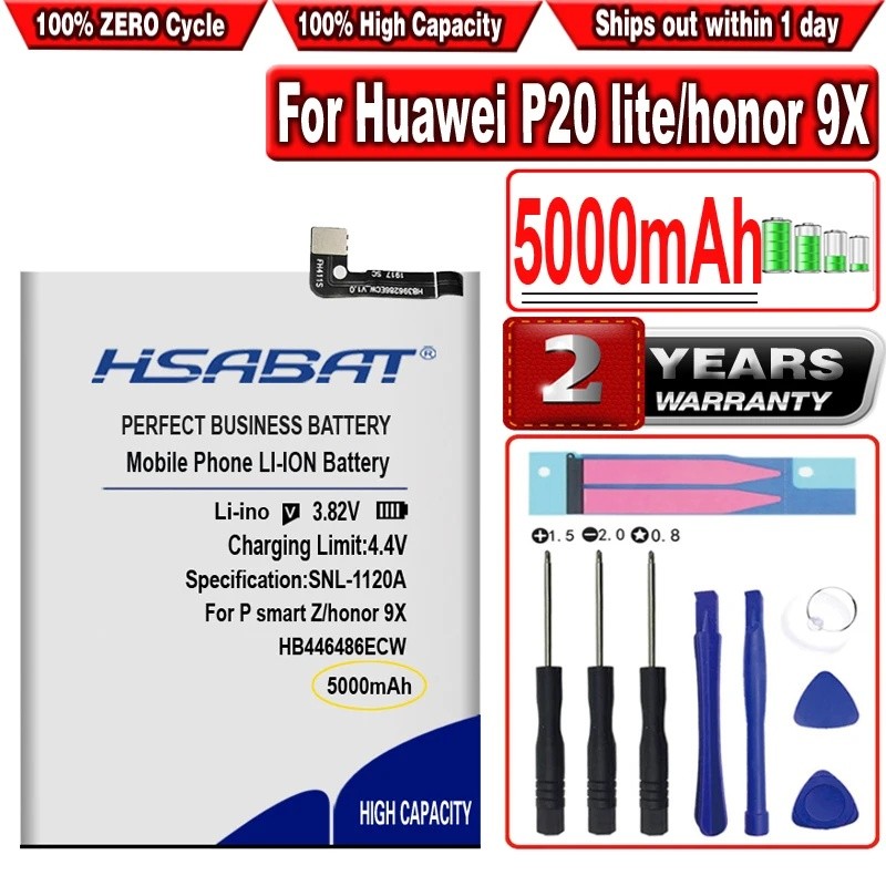 HSABAT 5000mAh HB446486แบตเตอรี่ ECW สําหรับ Huawei P smart Z/honor 9X/honor 9X Pro/Nova5i/Enjoy 10 