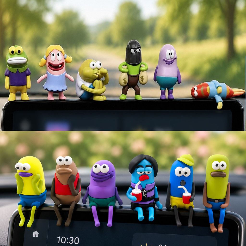 6 ชิ้น/เซ็ตบิกินี่ด้านล่าง Residents รูปชุด SpongeBob Mini ตุ๊กตารถ Dashboard ด้านหลังหน้าต่างเครื่องประดับ Tabletop Decor ของขวัญสะสม