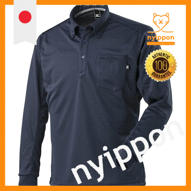 MIZUNO Long Sleeve Work Polo Shirt Unisex f2ja1181 (Color Code) Size (S, M, L, XL, 2XL, 3XL, 4XL, 5X