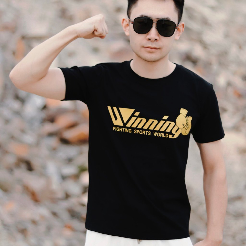 พร้อมสต็อก Winning Fighting Fitness Training Soft Premium Japanese Boxing Mens 200GSM 100% Cotton Sh