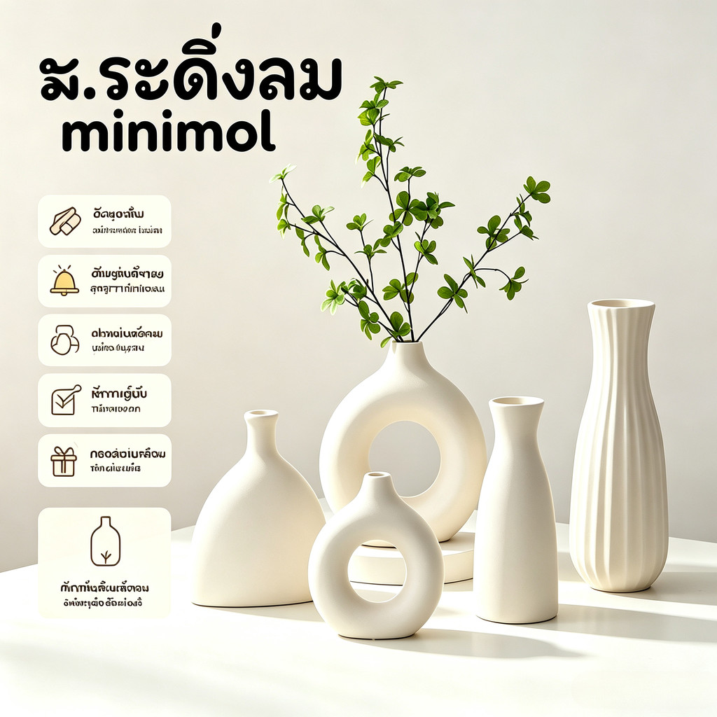 แจกันพลาสติกรูปโดนัทสร้างสรรค์สไตล์นอร์ดิกสําหรับตกแต่งห้องนั่งเล่นในบ้าน