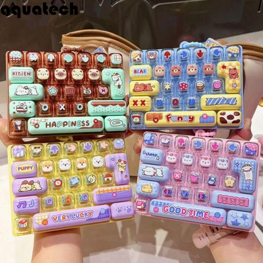 ของเล่นปุ่มบีบอัด AQUATECH, จี้คีย์บอร์ดมินิทูโทนใส 26 คีย์, พวงกุญแจขนาดเล็กน่ารักออกแบบแป้นพิมพ์จําลองพวงกุญแจเดสก์ท็อปตกแต่ง