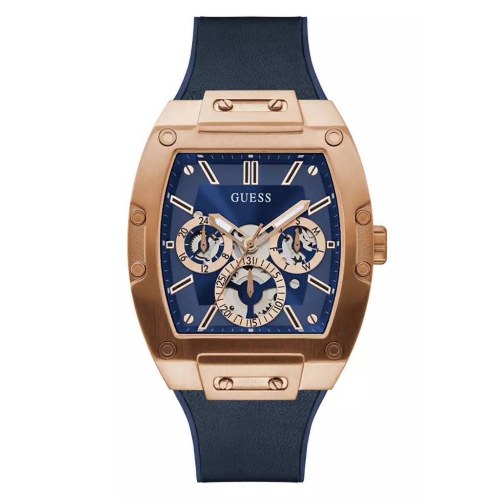 ของแท้ Guess Men Phoenix Navy Blue Dial Silicon Watch GW0202G4 43mm