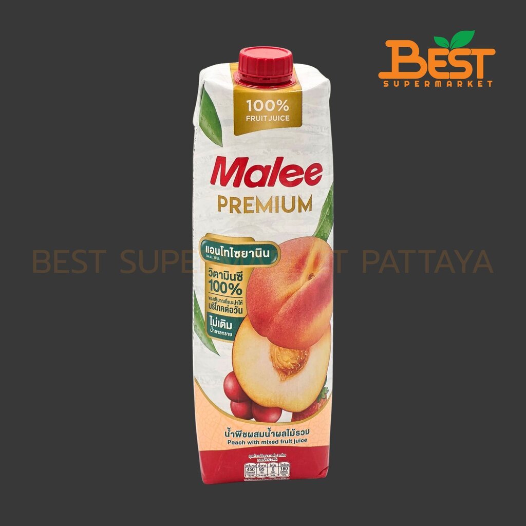 มาลี น้ำพีชผสมน้ำผลไม้รวม 100 % จากน้ำผลไม้เข้มข้น 1000 มล. Malee 100% Peach Mixed Fruit Juice 1000 