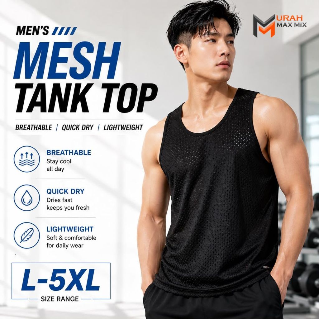 MMM_ เสื้อกล้ามตาข่ายสําหรับผู้ชายแห้งเร็วแขนกุดระบายอากาศยิมวิ่งกีฬาเสื้อกล้าม L-5XLF