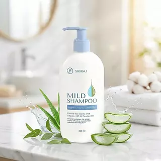 Siriraj Mild Shampoo สูตรอ่อนโยน เหมาะกับผิวแพ้ง่าย แชมพูบำรุงผมแห้งเสีย ชี้ฟู ให้ความชุ่มชื้น เรียบลื่น นุ่มสลวย และมี