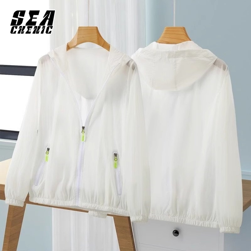 เสื้อคลุมมีฮู้ดแบบบางสําหรับฤดูร้อนของผู้ชาย SECHENIC กันแดดระบายอากาศเข้ากันทั้งหมด