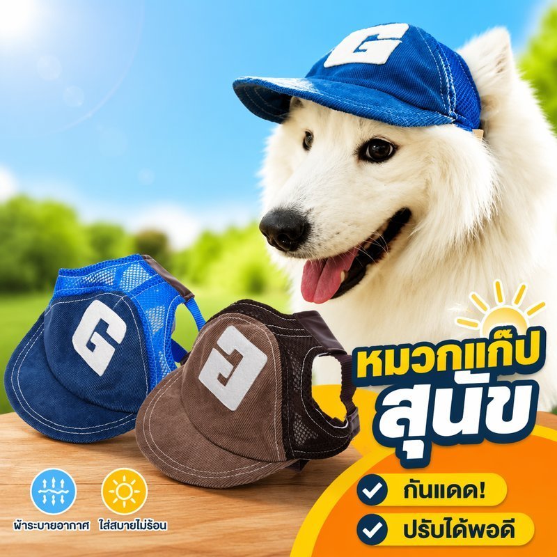 สัตว์เลี้ยงสุนัขดวงอาทิตย์หมวกปรับผ้าลูกฟูกกลางแจ้งหมวกนุ่มสบายขนาดใหญ่ฤดูร้อนร่มเงา