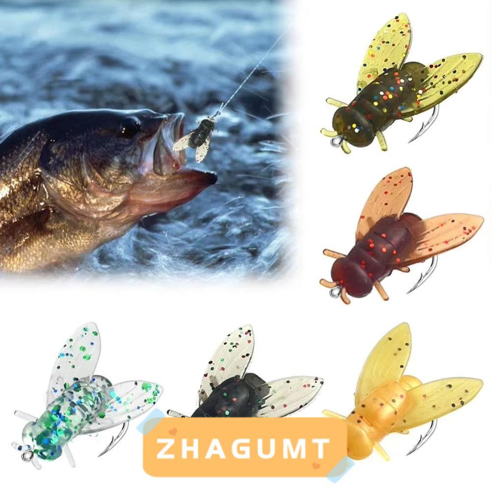 ZHAGUMT366KB 20PCS Bionic Fly Fishing Bait, 5 สี PVC Trout Jigs, Spinner เหยื่อว่ายน้ํา Fly Fishing Hook แมลงวัน