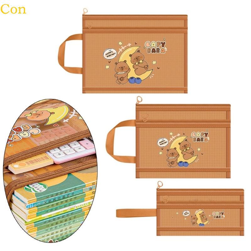 Con A4 A 5 A6 Capybara แฟ้มโฟลเดอร์กระเป๋าเอกสารแฟ้ม Organiser ตาข่ายซิปกระเป๋า