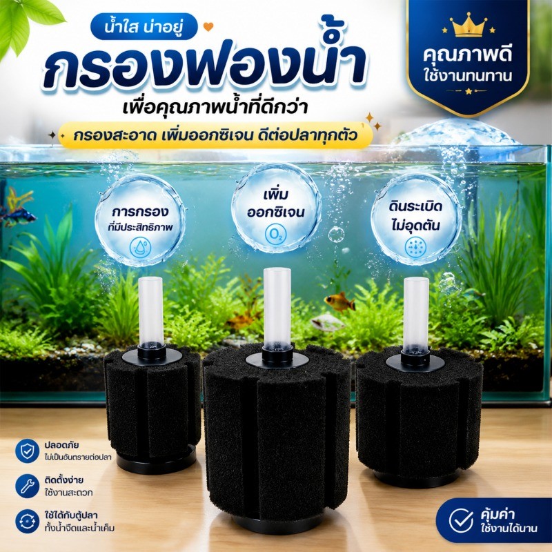 COD กรองฟองน้ำ ตัวกรองตู้ปลา เพิ่มออกซิเจนในน้ำ กำจัดของเสียได้ดี ตัวกรองฟองน้ำสำหรับตู้ปลา