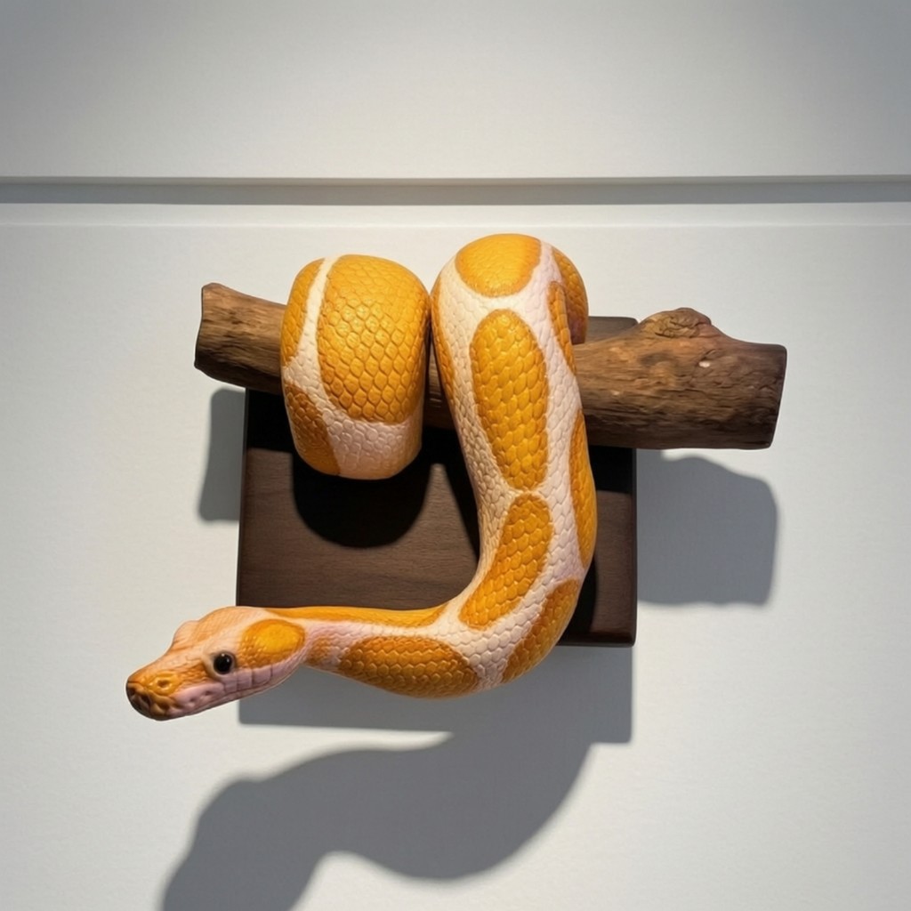 Snake Wall Sculpture Coiled Python Wall Sculpture Snake Decor พร้อม Backing Board สมจริง Python รูปป