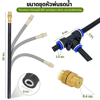 ชุดหัวฉีดสเปรย์หมอก 10-20เมตร 10-20หัวฉีด หัวทองเหลือง ปรับทิศทางการพ่นได้ 360° หมอกละเอียด ติดตั้งง่าย สำหรับสวน สวนผัก