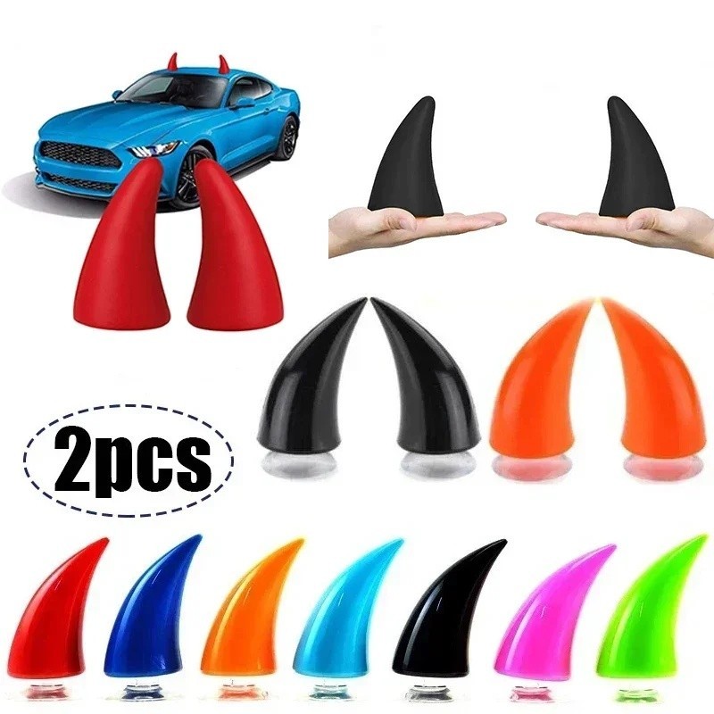 1/2 PC Devil Horns กันชนตกแต่งสําหรับรถยนต์, Cool Decor Devil Horns เสาอากาศ Toppers, Anti Collisi