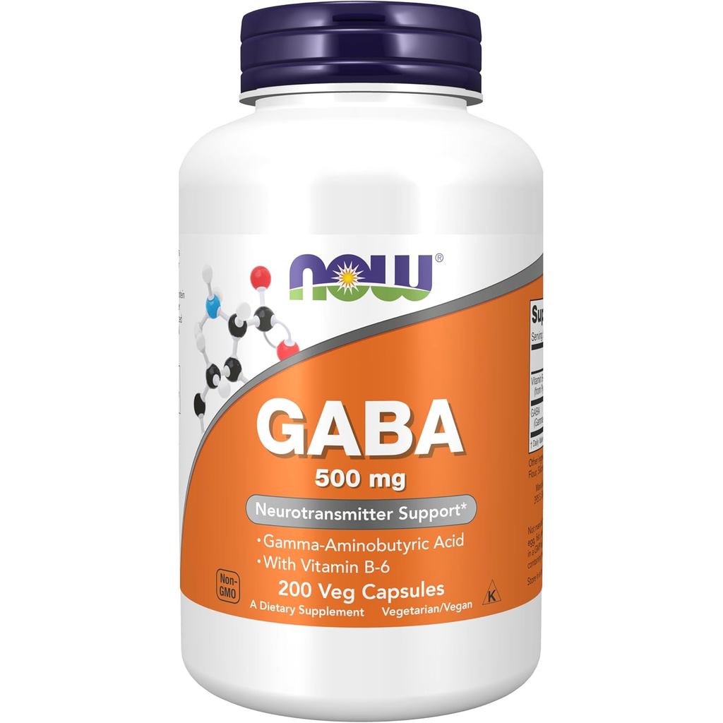 NOW s Gaba 500มก. พร้อม B-6, 200 แคปซูล