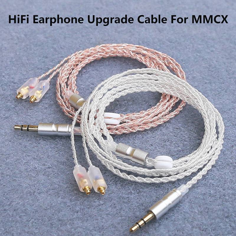 HiFi หูฟังอัพเกรดสาย MMCX 3.5 มม.1.2 M Silver Plated Core สําหรับ IE200/IE300/IE600/IE900/ N5005/N30