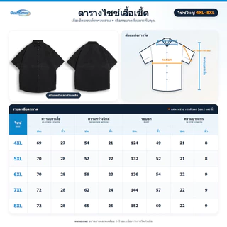 【4XL–8XL】 เสื้อเชิ้ตแขนสั้นผู้ชาย สมาร์ทแคชชวล ยืดหยุ่นเล็กน้อย สวมใส่สบาย ระบายอากาศได้ดี สีดำล้วน