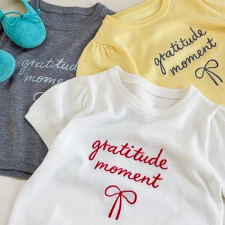 PRETTY BABY เสื้อยืดเด็ก เสื้อแขนตุ๊กตา เสื้อไหมพรม งานปักอักษรโบว์(2358)