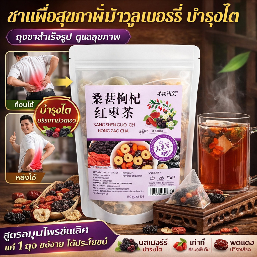 ชามัลเบอร์รี่และโกจิเบอร์รี่ ชาสมุนไพรเพื่อสุขภาพ กลิ่นหอม ดื่มง่าย คัดสรรวัตถุดิบอย่างดี โภชนาการสูง 0% ไขมัน แบบซองชงสะดวก 8 ซอง เหมาะสำหรับผู้หญิงและผู้ชาย