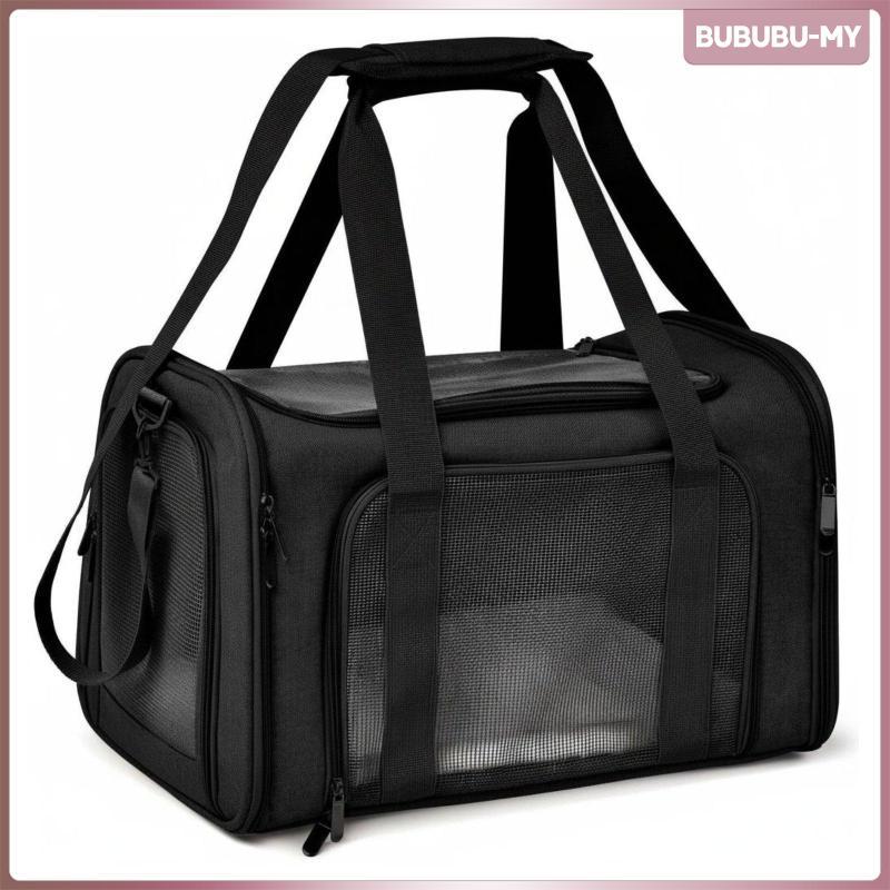 [BubuMY] Mesh Pet Travel Carrier ออกแบบพับได้ Soft Sided Pet Black M