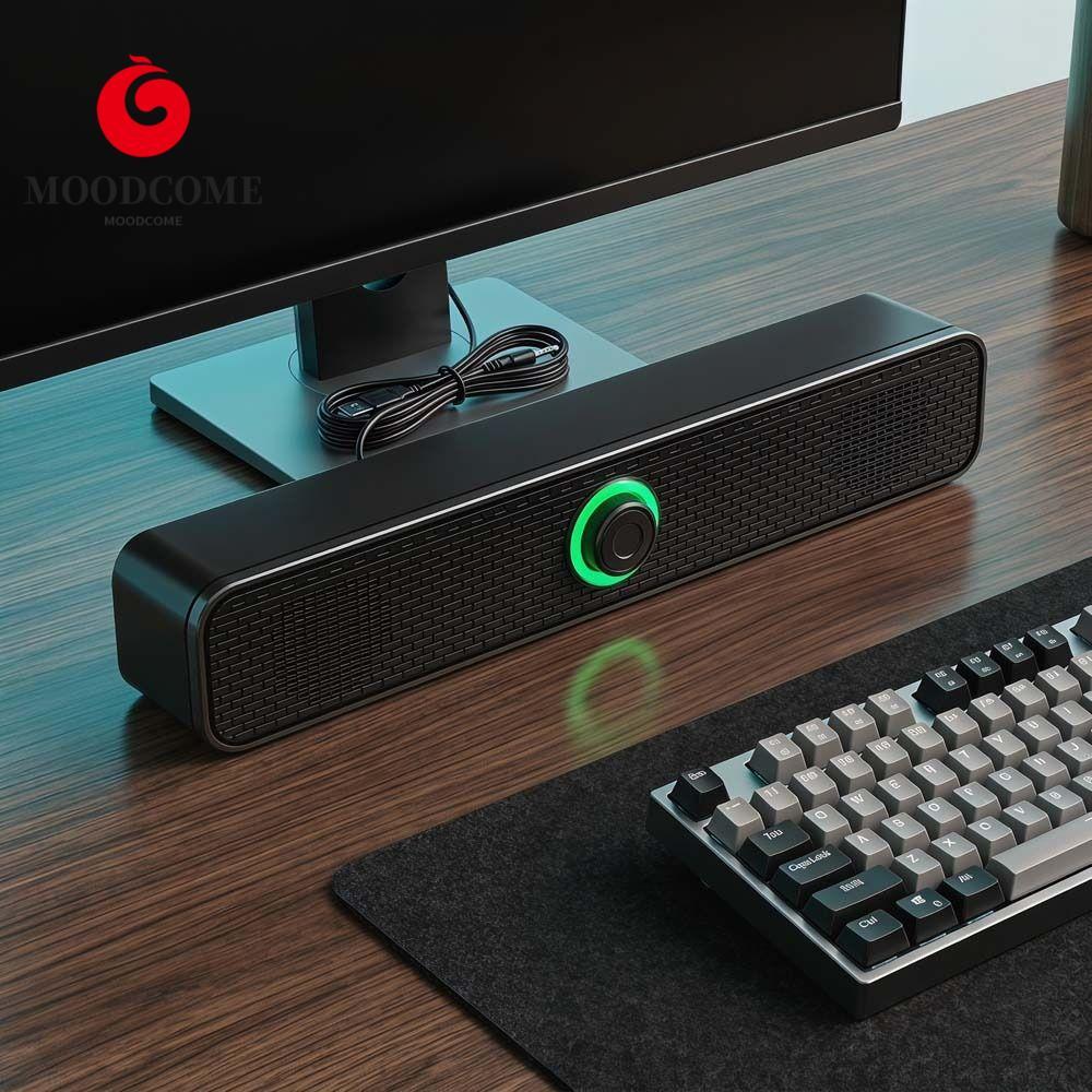 MOODCOME PC Soundbar, ลําโพง Soundbar เสียงรอบทิศทางแบบ USB, โฮมเธียเตอร์เสียงรอบทิศทางสําหรับแล็ปท็