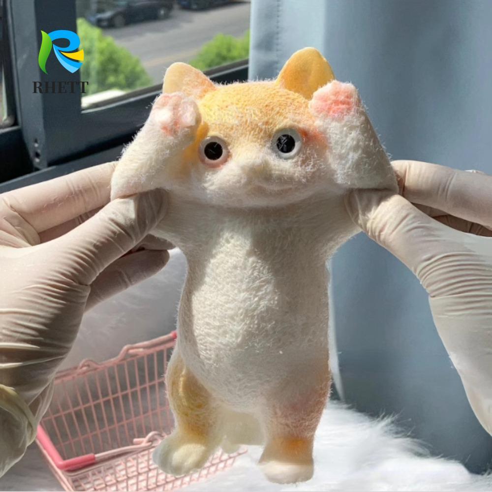 พยายาม ตุ๊กตาแมวใหญ่ของเล่นบีบ,สัตว์แมวนุ่มรูปบีบของเล่น,ตลกที่มีสีสันการ์ตูนมินิตุ๊กตาเทียมบีบของเล่นมินิเครื่องประดับ