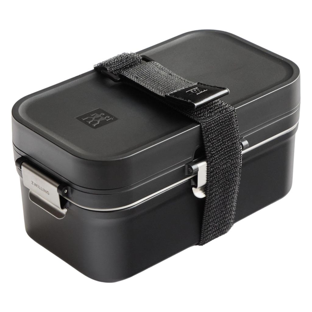 ZWILLING "Fresh & Save Vacuum Lunch Box Black" Bento Box with Cutlery and Sauce Containers, Airtight