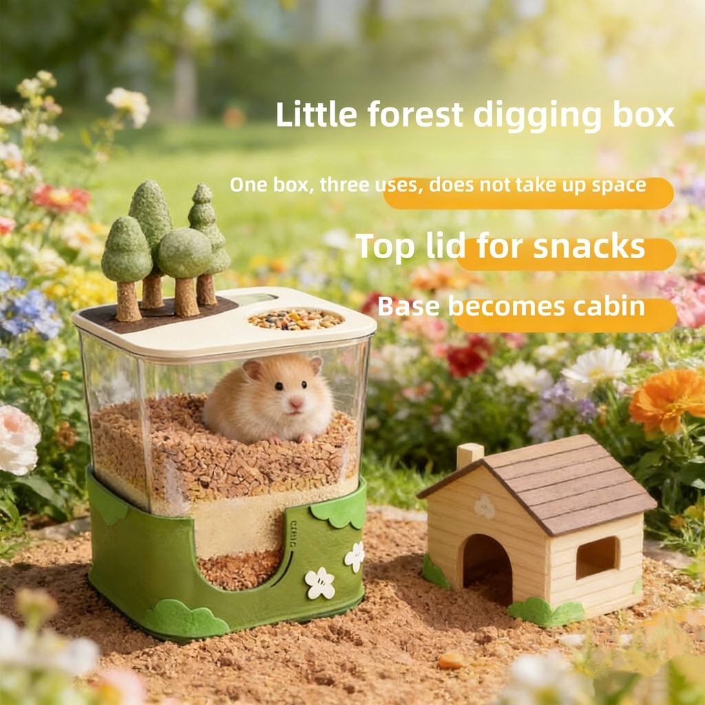 Peeping Hide House หนูแฮมสเตอร์ Nest กล่องขุด Golden Bear เจาะรูเล่น Little Forest Felt ภูมิทัศน์ของเล่นอุปกรณ์