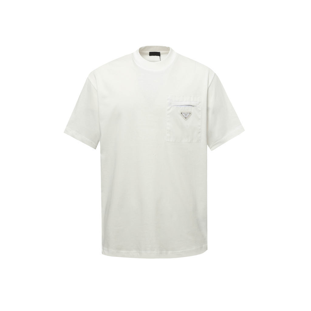 Prada tee/Prada เสื้อยืดพิมพ์เสื้อยืดผู้ชายผู้หญิงเสื้อยืดคู่คอกลมการออกแบบ Sense Letter พิมพ์ EXWI