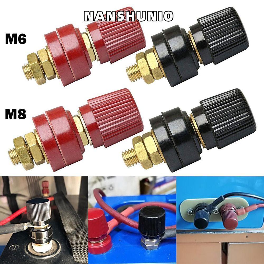NANSUNIO Posts Terminal Blocks, M6 M8 Red Black Binding Post Terminal, Brass Binding Post