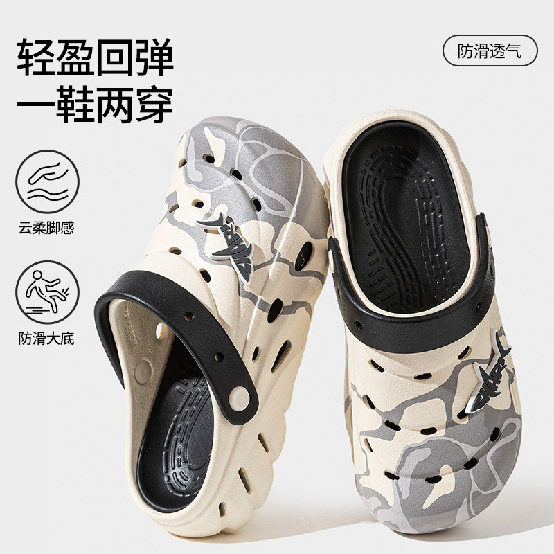 Croos Camouflage ผู้ชายผู้หญิงสไตล์ Anti-slip Soft Sole สวมใส่ด้านนอกรองเท้าชายหาดรองเท้าแตะรองเท้าแ
