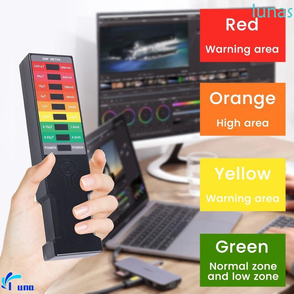 LUNASOL EMF Gauss Meter, 8 LED LCD Digital แม่เหล็กไฟฟ้ารังสีเครื่องทดสอบ,รังสีความแม่นยําสูง K3 EMF