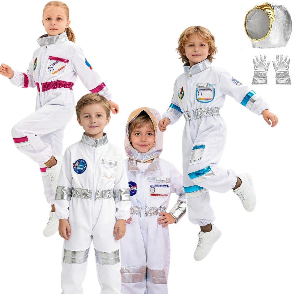 ใหม่นักบินอวกาศชายหญิงคอสเพลย์เครื่องแต่งกายสําหรับเด็ก Spaceman เด็กฮาโลวีนแต่งตัวเด็ก Rocket Jumpsuit ชุดบอดี้สูท