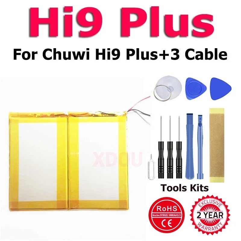 XDOU แบตเตอรี่คุณภาพสูงสําหรับ Chuwi Hi9 Plus Hi9Plus แท็บเล็ต 3 สายแบตเตอรี่เปลี่ยนแบตเตอรี่ 3 สาย 