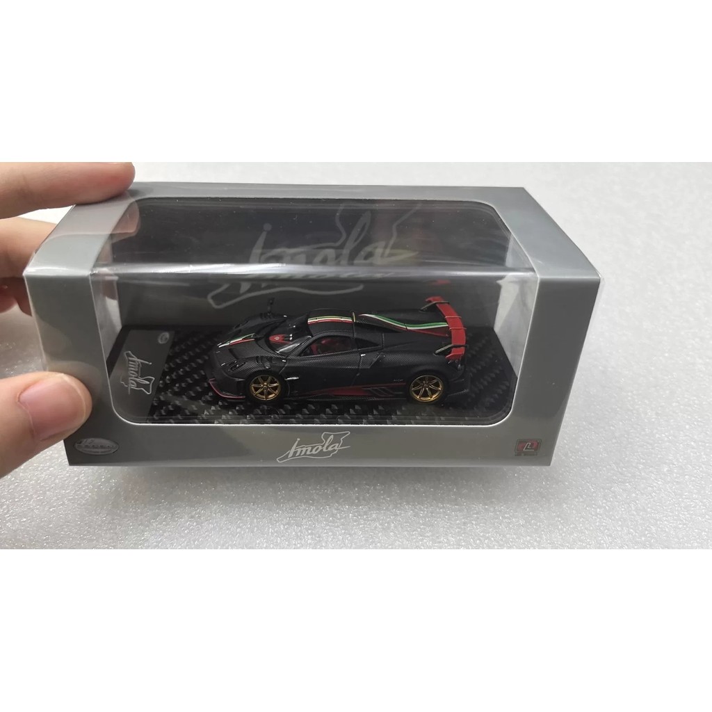 [สต๊อกพร้อม Orphan] LCD 1: 64 Pagani Imola, Black Carbon Gold Wheel, วัสดุโลหะผสมหางแดง, ที่ยังไม่ได