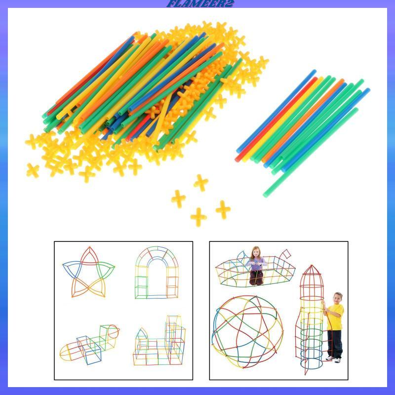 [Flameer2] Straw Constructor Construction Fort Building ของเล่นบล็อกการพัฒนาร่วม