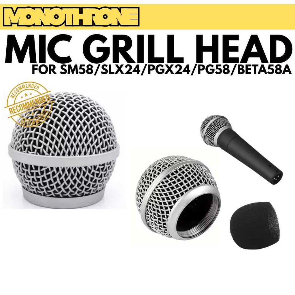 Mic Grill Head Cover หัวไมโครโฟนแคปซูล SM58 SM 58 SLX24 PGX24 PG58 Beta 58A Beta58A PG 58 PGX 24 SLX