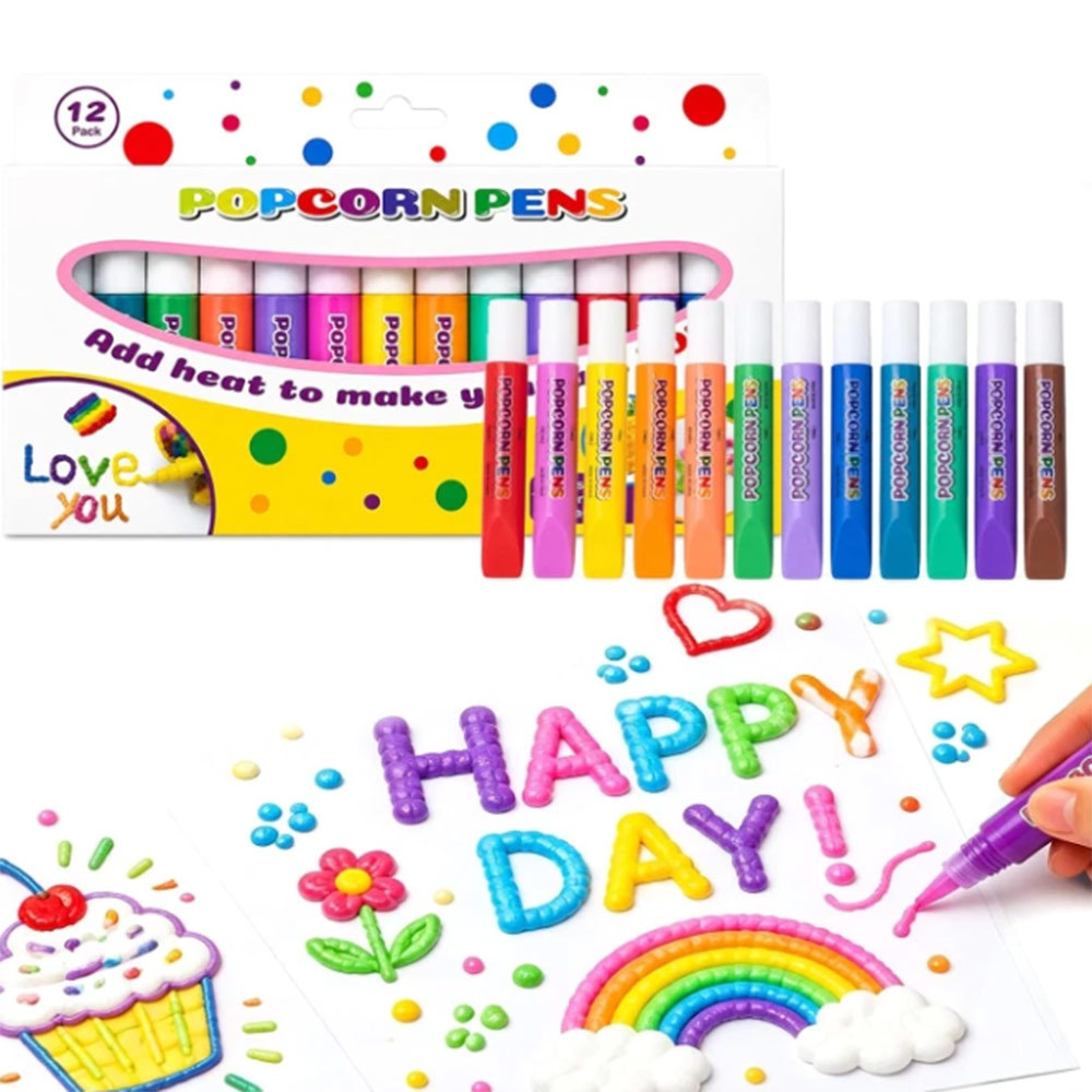 12x Popcorn bubble marker DIY painting bubble pen 3D printing birthday cotton pen
