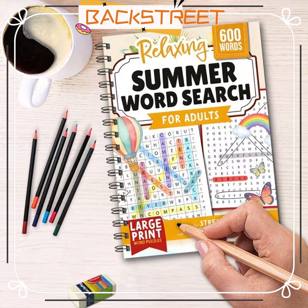 BACKSTAGE Word Search Book, Relaxing 600 Words Summer Word Search Puzzles,คุณภาพสูงการศึกษาขนาดใหญ่พ