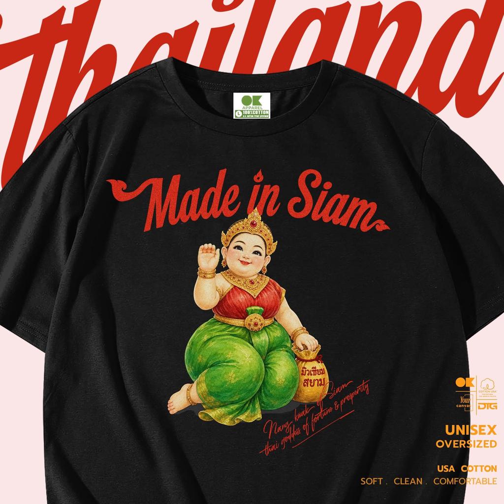 OK Apparel เสื้อยืดคอกลม ลาย นางกวัก ทรง oversize Cotton USA พร้อมส่ง