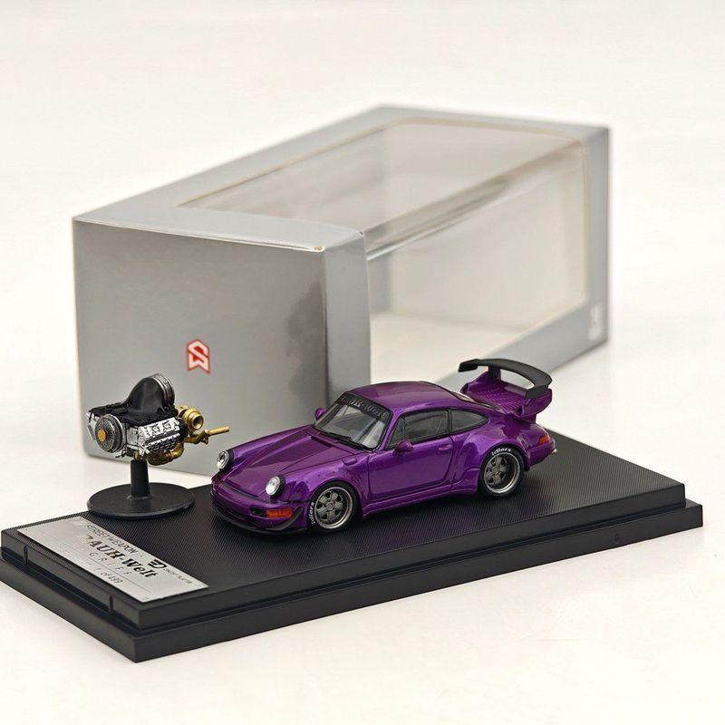 SW1: 64Porsche Porsche RWB964 พร้อมเครื่องยนต์จําลองรถรุ่นคลังสินค้าพร้อม